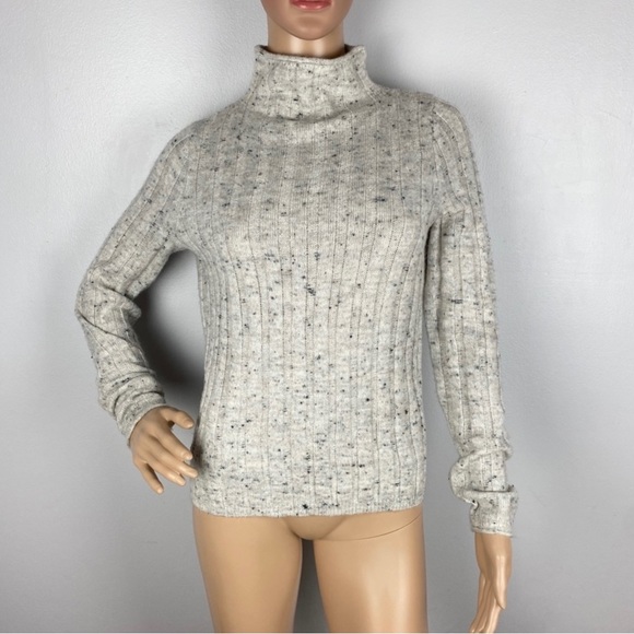 NEW MADEWELL GREY RIBBED KNIT TURTLENECK SWEATER - Picture 2 of 8